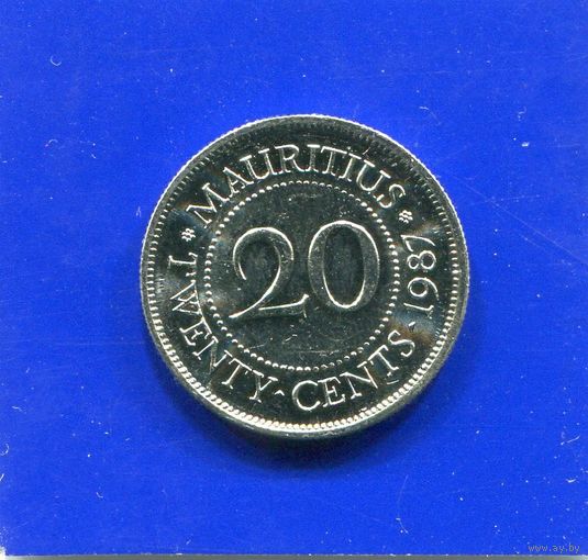 Маврикий 20 центов 1987 UNC