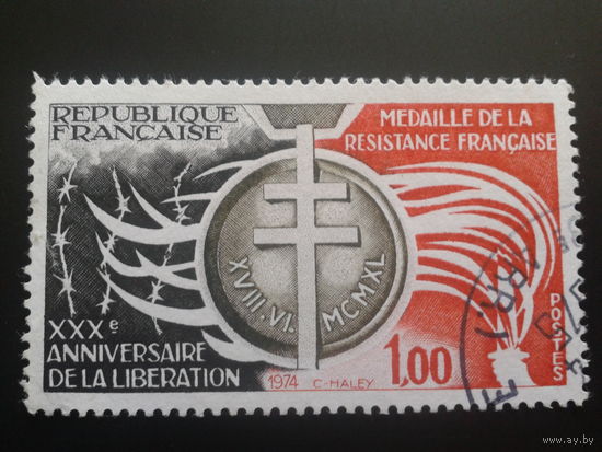 Франция 1974 медаль 30 лет 1944-1974