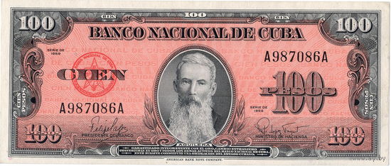 Куба, 100 песо, 1959 г., аUNC
