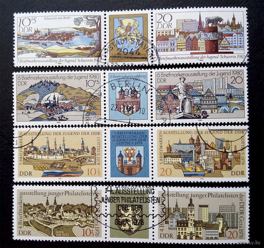 ГДР 1976,78,80,82 г.  Архитектура, 4 полные серии, 12 марок #0025-A1