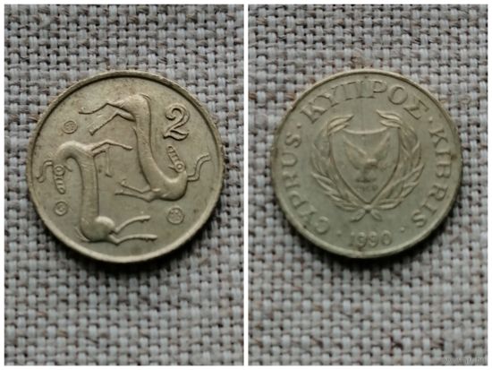 Кипр 2 цента 1990