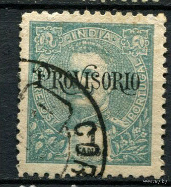Португальские колонии - Индия - 1902 - Надпечатка PROVISORIO на 1T - [Mi.204] - 1 марка. Гашеная.  (Лот 118BG)