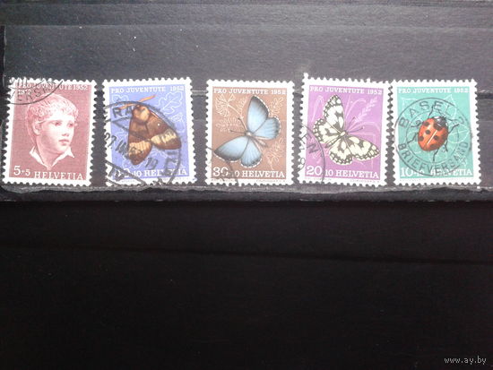 Швейария, 1952, Бабочки, полная серия, Михель 20 евро гаш.