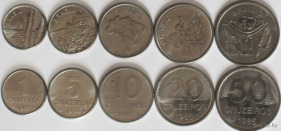 Бразилия набор 5 монет 1982-1985 UNC
