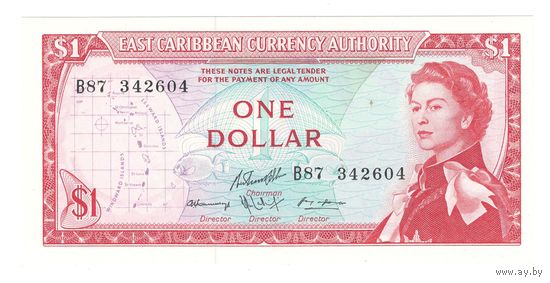 Восточные Карибы 1 доллар образца 1965 года. Тип Р13f. Состояние aUNC+!