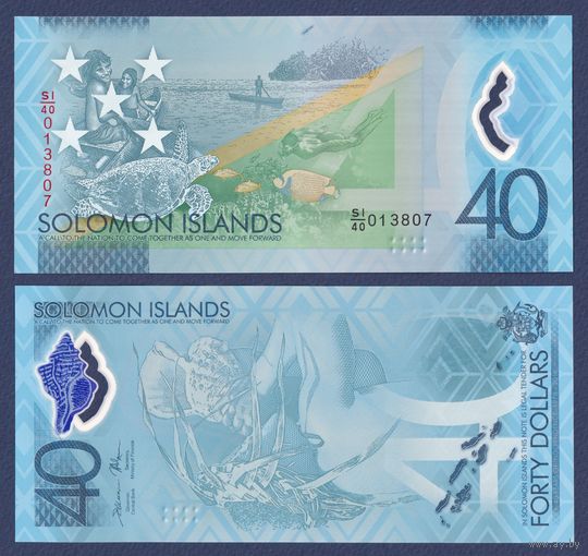 Соломоновы острова, 40 долларов 2018 г., P-37 (полимер, юбилейная), UNC