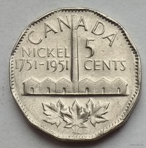 Канада 5 центов 1951 г. 200 лет с момента открытия никеля