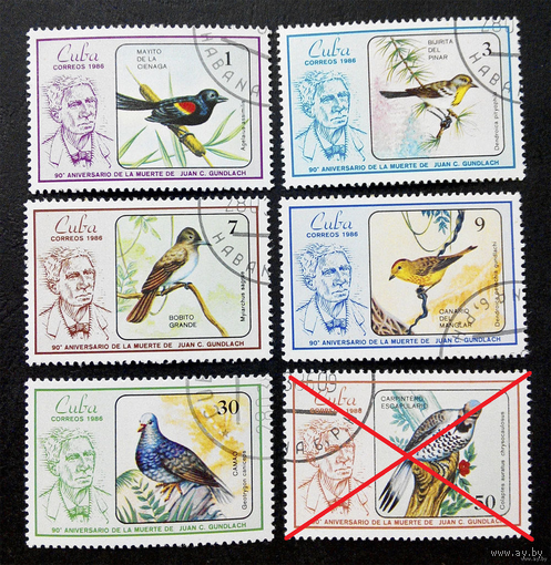 Фауна Птицы Куба 1986 год 5 марок