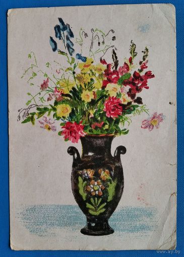 Астапова Д. Цветы в вазе. 1951 г. Подписана.
