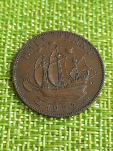 Великобритания 1/2 пенни 1953 г ( редкий коронационный год ) 1 лот нижний