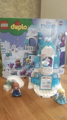 LEGO Duplo Ледяной замок Эльзы 10899. 59 детелей (три детали утеряны: овол снежинка и одна пластина белая). Все остальное есть, коробка, инструкция. Состояни очень хорошее. Конструктор от 2-х лет.