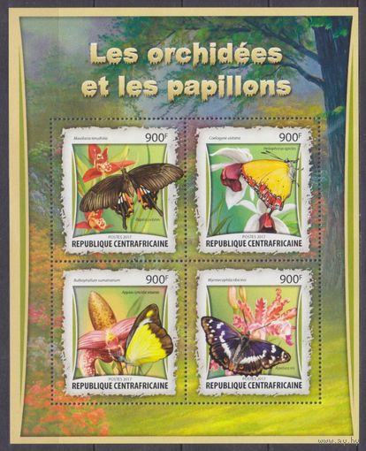 2017 Центральноафриканская Республика 6735-6738KL Бабочки / Цветы 16,00 евро