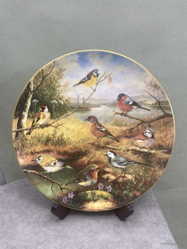 Декоративная финальная тарелка TIRSCHENREUTH маленький птичий мир 1992 год 25.5 см