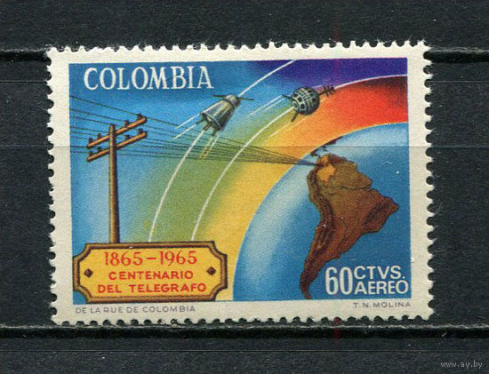 Колумбия - 1965 - Телеграфы и спутники 60С - [Mi.1064] - 1 марка. MH.  (Лот 20EJ)-T2P16