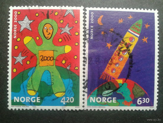 Норвегия 2000 дети рисуют о космосе полная Mi-2,5 евро гаш.