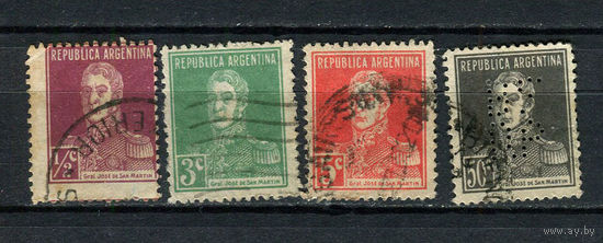 Аргентина - 1924/1933 - Генерал Хосе де Сан-Мартин [Mi. 284, 287, 289, 296] - 4 марки. Гашеные.  (Лот 12BK)