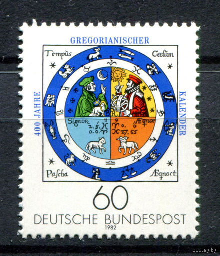 Германия (ФРГ) - 1982г. - 400 лет грегорианскому календарю - полная серия, MNH с отпечатком [Mi 1155] - 1 марка