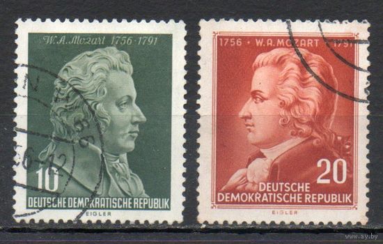 Знаменитые личности В. Моцарт ГДР 1956 год серия из 2-х марок