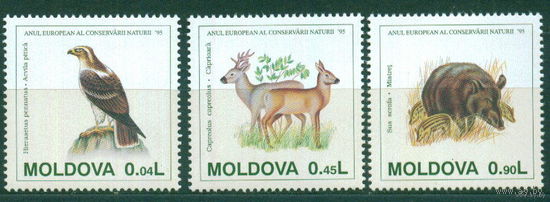 1995 Молдова Молдавия  158-160 охрана природы фауна **