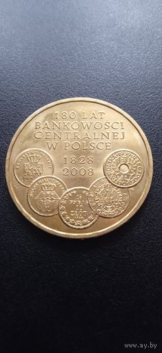 Польша 2 злотых 2009 г. - 180 лет центральному банку Польши