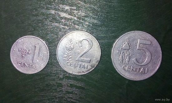 1,2,5 центов. Литва. 1991.