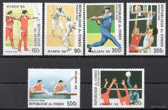 Спорт Конго 1996 год чистая серия из 6 марок (М)