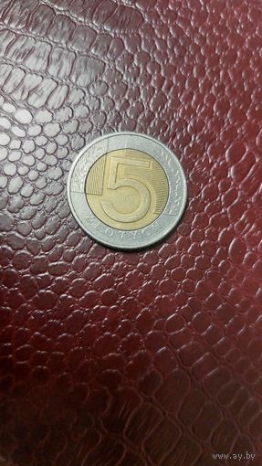 Монета 5 злотых 2009г. Польша. Хорошая!