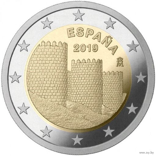 Испания 2 евро 2019 ЮНЕСКО - Старый город Авила  UNC из ролла
