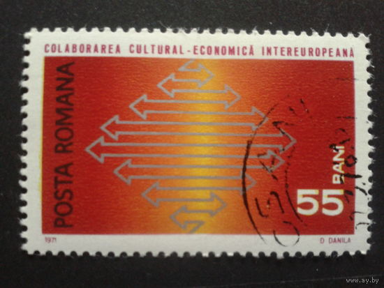 Румыния 1971 интеревропа, символика Mi-1,0 евро гаш.