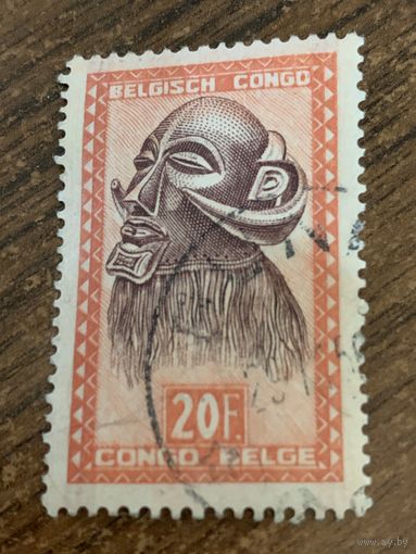Конго Бельгийское 1947. Африканские маски. Марка из серии