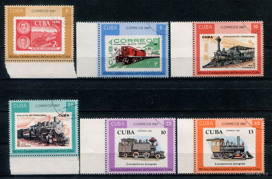 Куба - 1987г. - железная дорога - 6 марок - полная серия, гашёные [Mi 3142-3147]. Без МЦ!