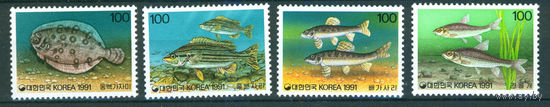 Корея 1991 Рыбы 2м MNH **