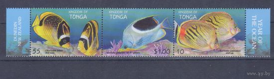 [802] Тонга 1998. Фауна.Рыбы. СЕРИЯ-СЦЕПКА  MNH