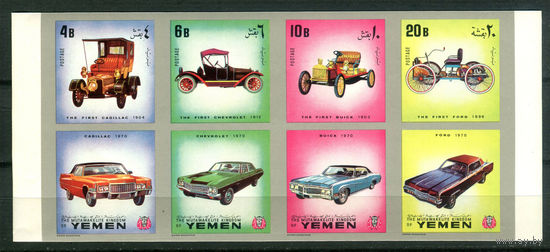 Королевство Йемен - 1970г. - Автомобили - полная серия, MNH [Mi 1180 B - 1183 B] - 8 марок - сцепка