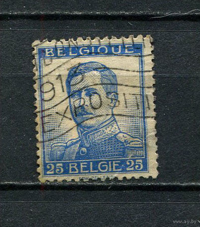 Бельгия - 1912/1913 - Король Альберт I 25C - (есть тонкое место) - [Mi.102I] - 1 марка. Гашеная.  (Лот 17Dv)