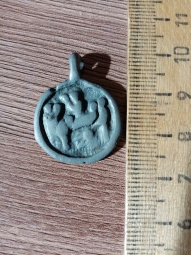 Старинная икона-медальон "Успение пресвятой Богородицы"