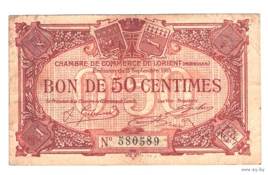 Франция 50 сантимов 1915 года