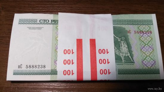 Беларусь, 100 рублей 2000 год, (Корешок - 100 шт.), UNC.
