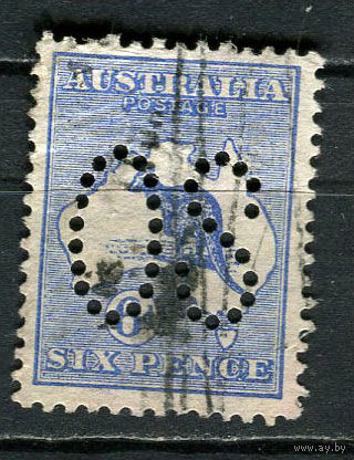 Австралия - 1913 - Кенгуру 6P. Dienstmarken - [Mi.8Ixd] - 1 марка. Гашеная.  (Лот 25EV)-T25P1