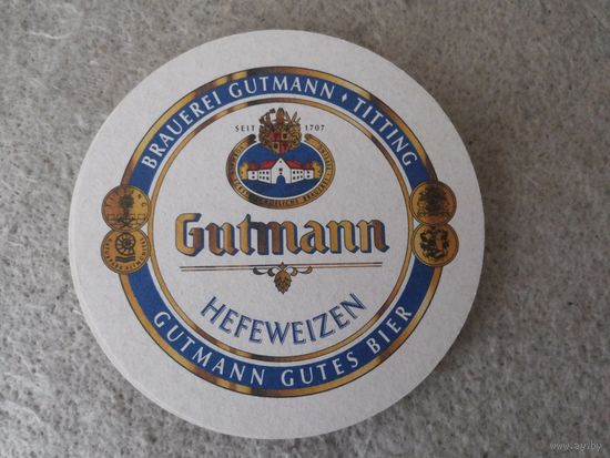 Подставка под пиво (бирдекель) "Gutmann" (Германия).