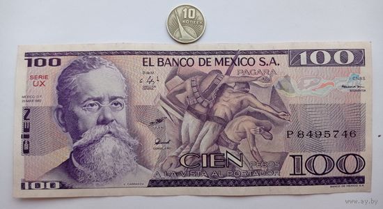 Werty71 Мексика 100 песо 1982 аUNC банкнота