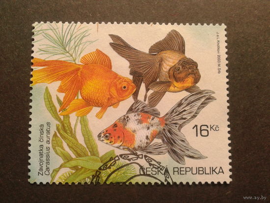 Чехия 2003 аквариумные рыбы  марка из блока
