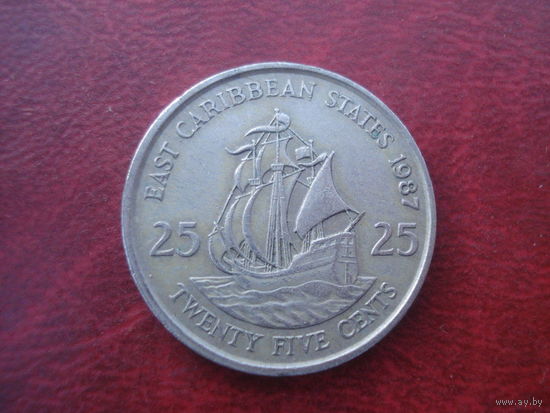 25 центов 1987 год Восточные Карибы