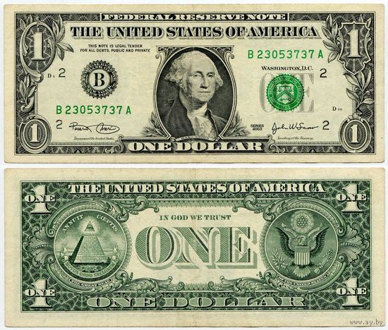 США. 1 доллар (образца 2003 года, B, Нью-Йорк, P515a)
