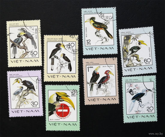 Вьетнам 1977 г. Редкие птицы. Фауна, перфорация, полная серия из 8 марок #0080-Ф2P14
