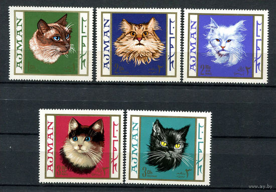 Аджман - 1968 - Кошки - [Mi. 318-322] - полная серия - 5 марок. MNH.