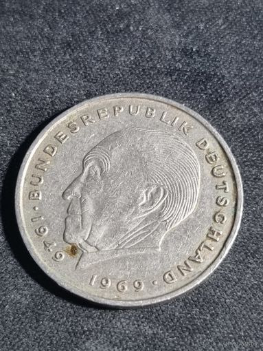 Германия  2 марки 1976 G Конрад Аденауэр