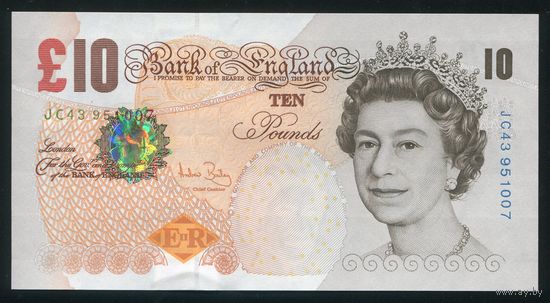 Великобритания 10 фунтов 2004 г. P389c. UNC
