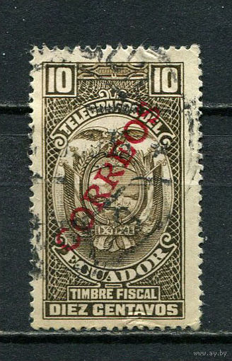 Эквадор - 1933 - Герб с красной надпечаткой CORREOS - [Mi. 310] - полная серия - 1 марка. Гашеная.  (LOT Eu47)-T10P11
