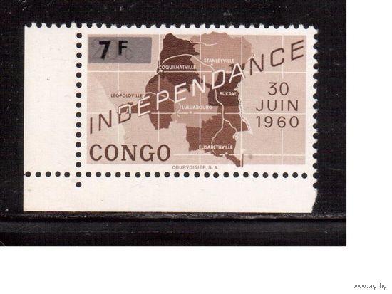 Конго-1964,(Мих.189)  **  , Независимость, Новый номинал